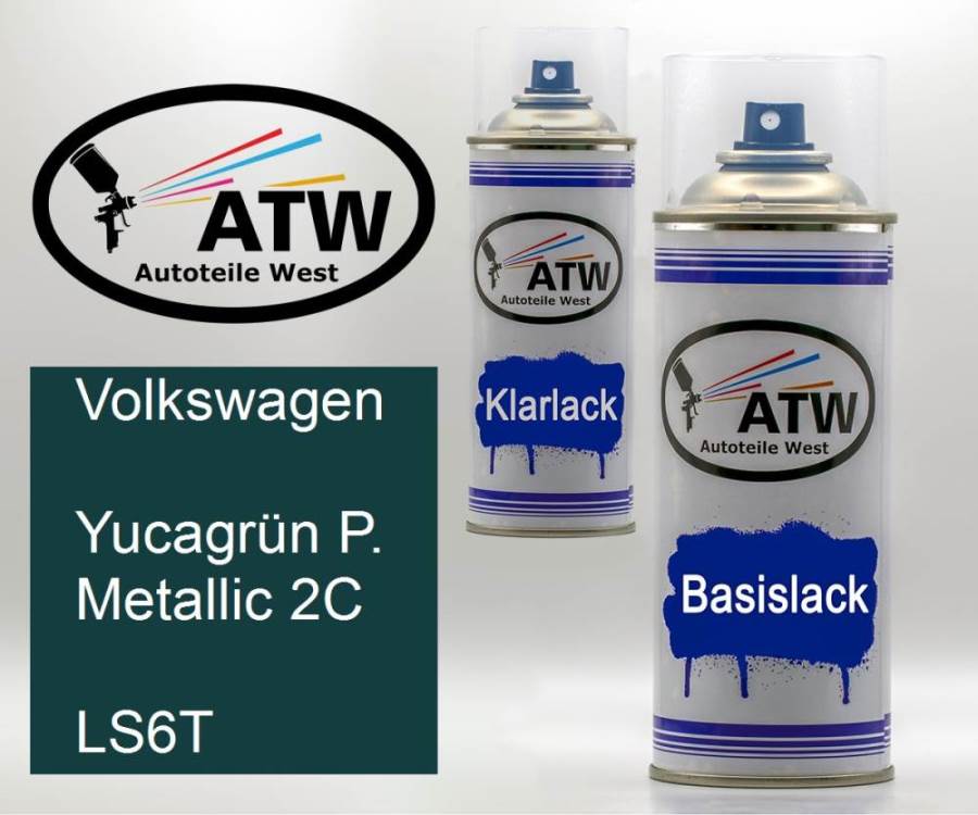 Volkswagen, Yucagrün P. Metallic 2C, LS6T: 400ml Sprühdose + 400ml Klarlack - Set, von ATW Autoteile West.